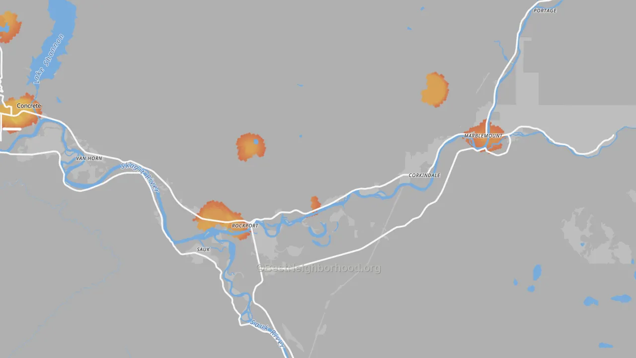 Bike Grade map of 98283, WA