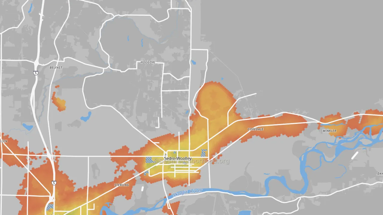 Bike Grade map of 98284, WA
