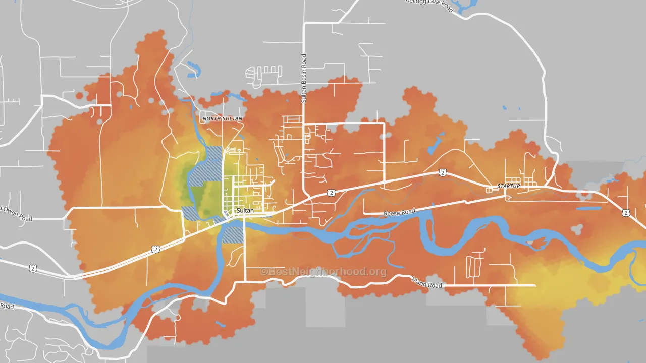 Bike Grade map of 98294, WA