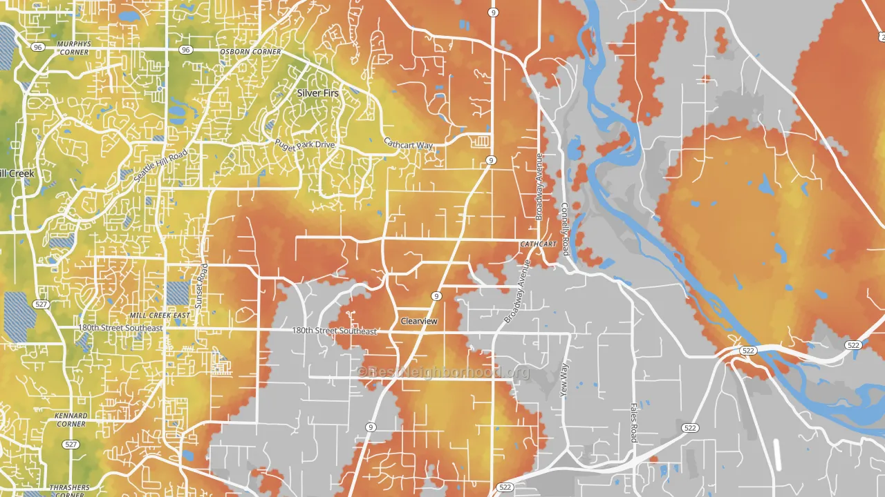 Bike Grade map of 98296, WA