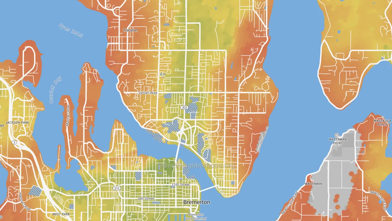 Bike Grade map of 98310, WA