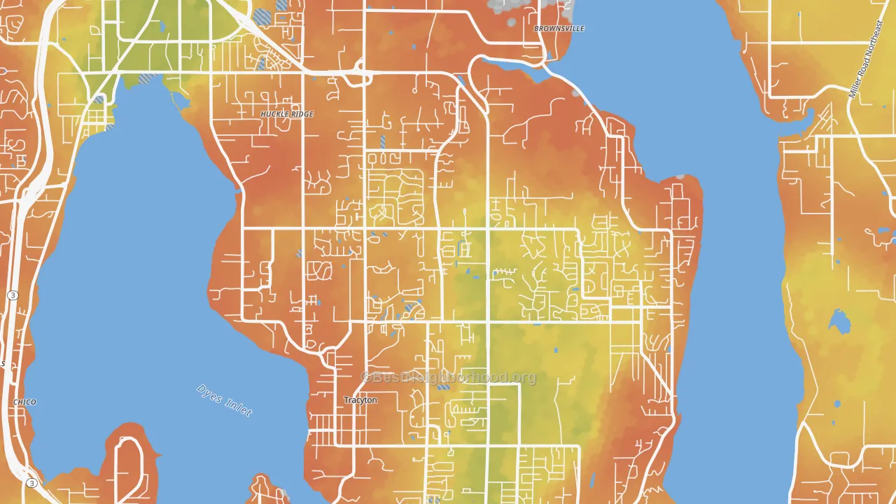 Bike Grade map of 98311, WA