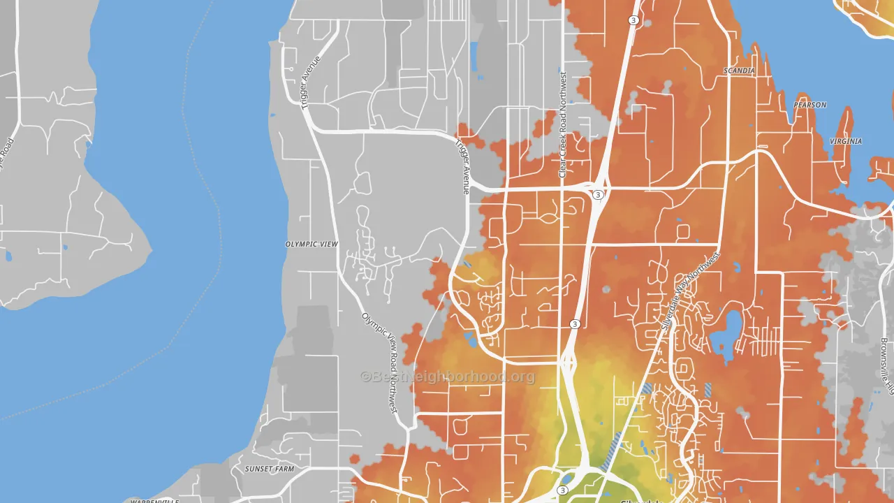 Bike Grade map of 98315, WA