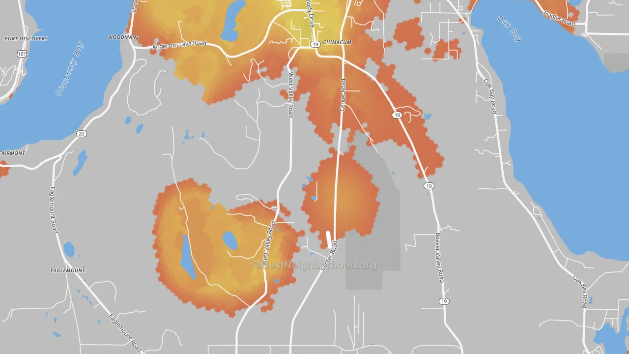 Bike Grade map of 98325, WA