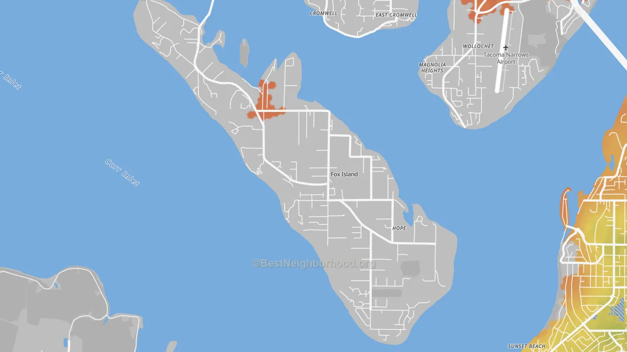 Bike Grade map of 98333, WA
