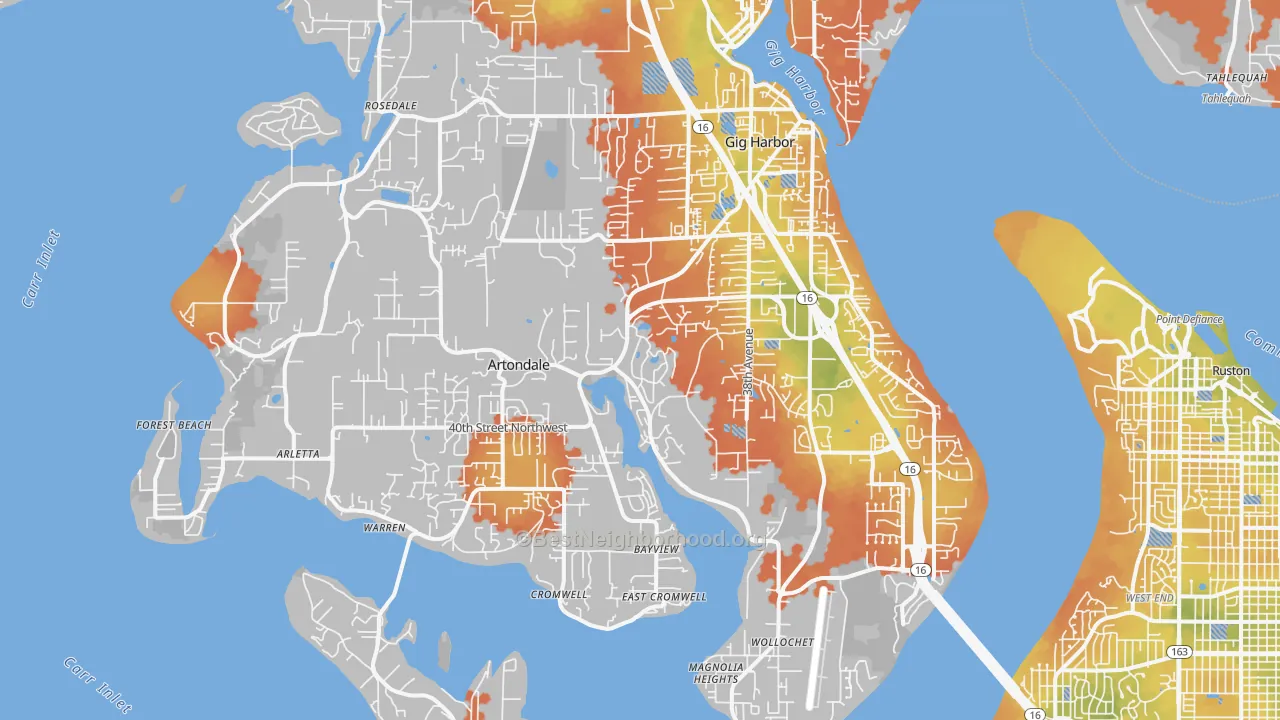 Bike Grade map of 98335, WA