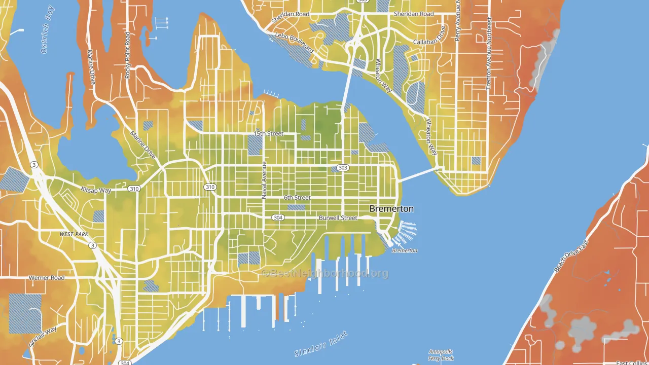 Bike Grade map of 98337, WA