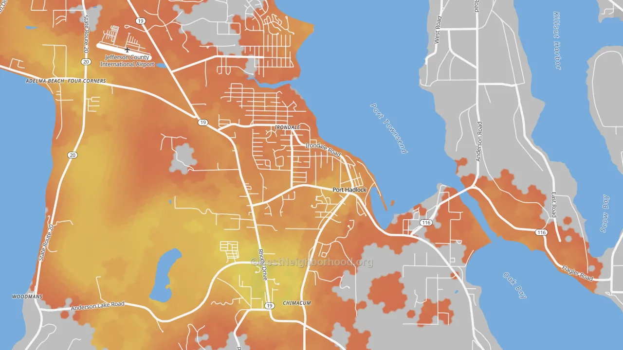Bike Grade map of 98339, WA