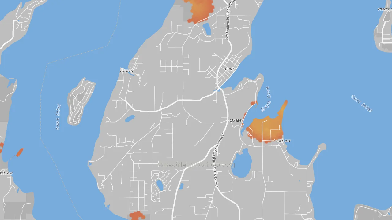 Bike Grade map of 98349, WA