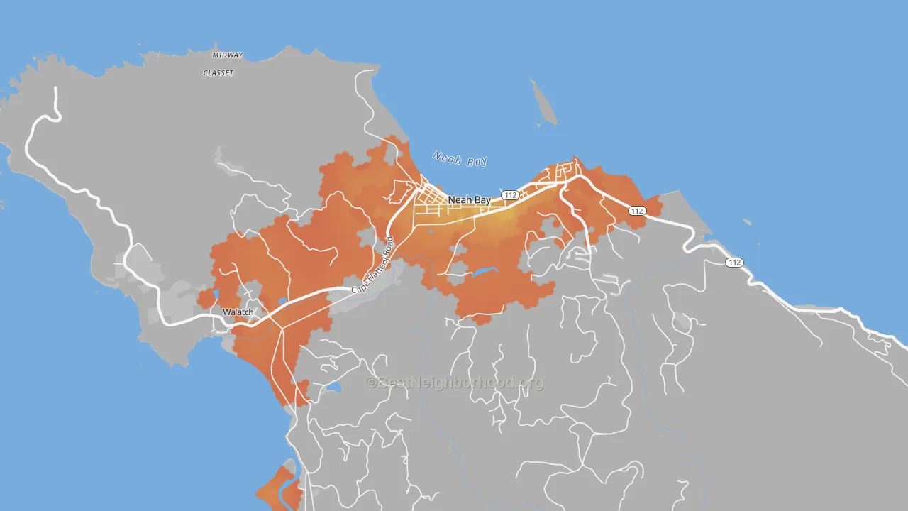 Bike Grade map of 98357, WA