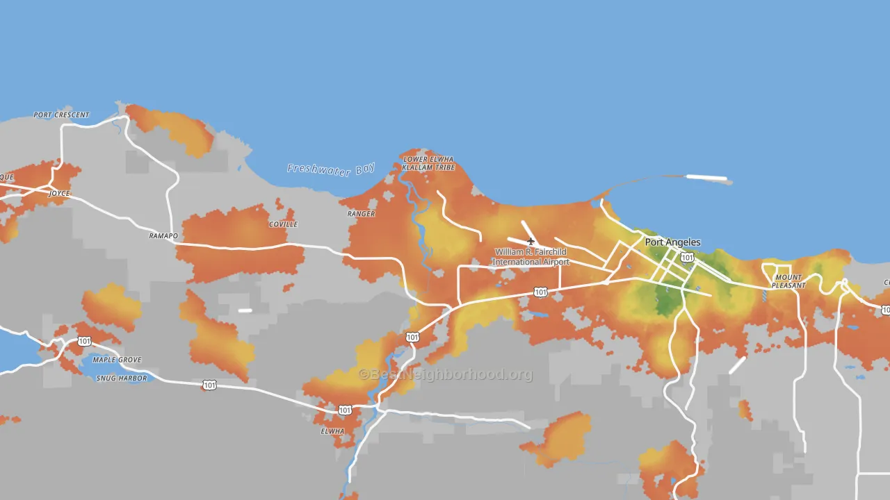 Bike Grade map of 98363, WA