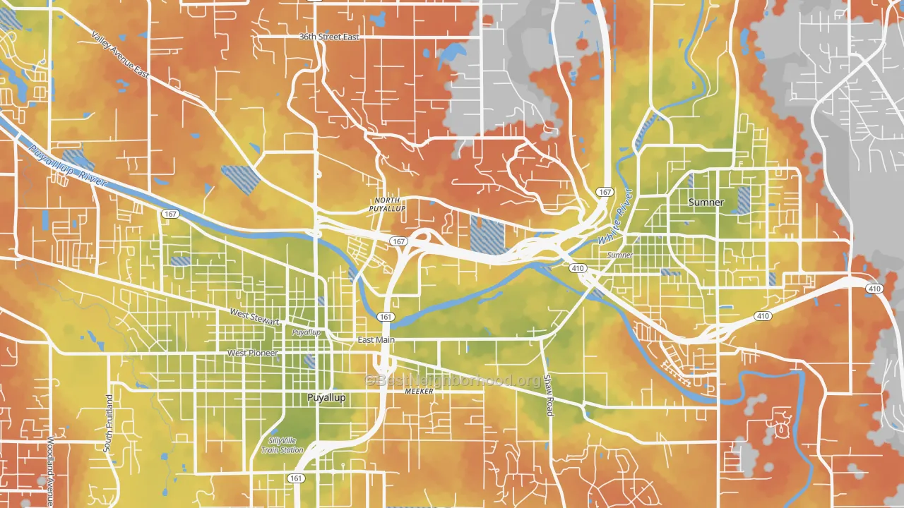 Bike Grade map of 98372, WA