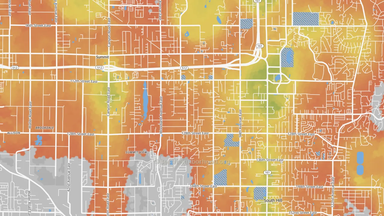 Bike Grade map of 98373, WA