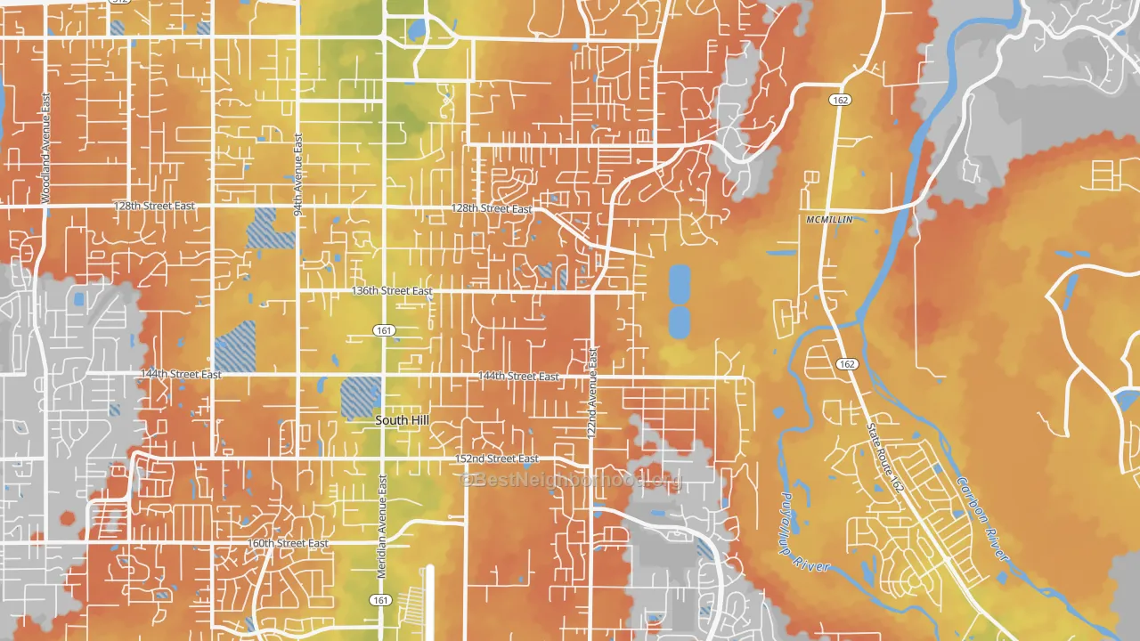 Bike Grade map of 98374, WA