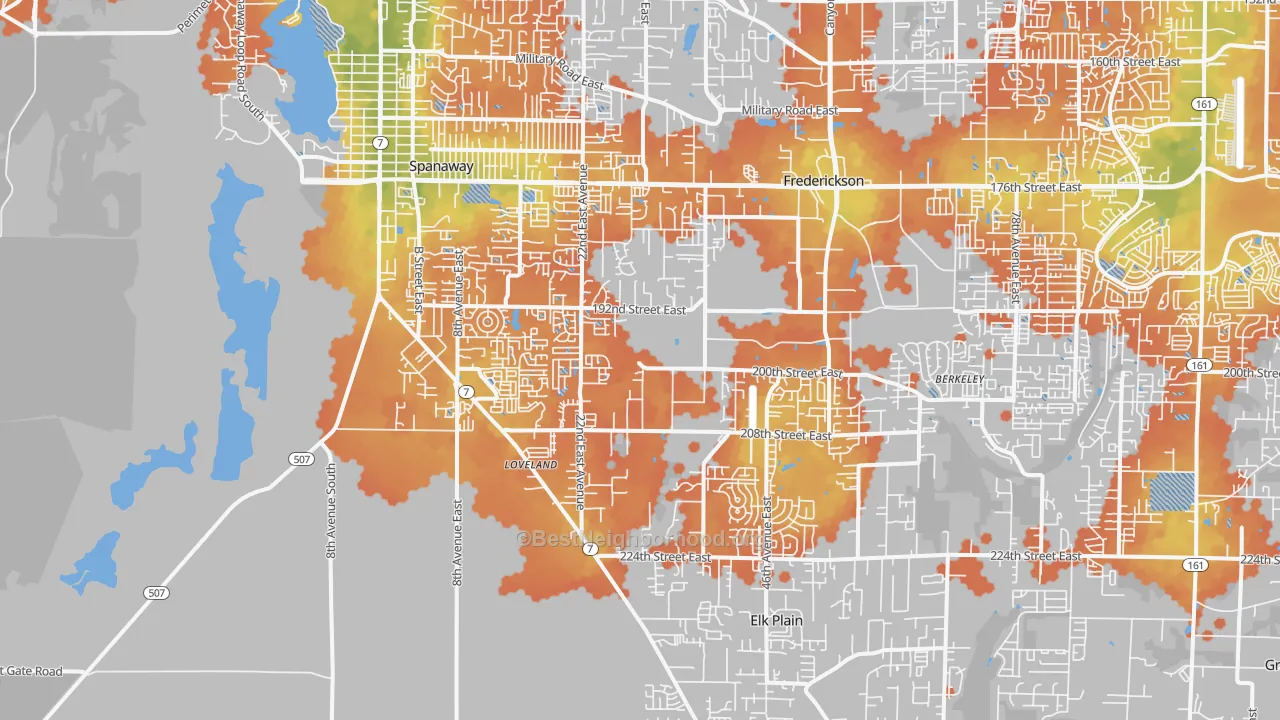 Bike Grade map of 98387, WA