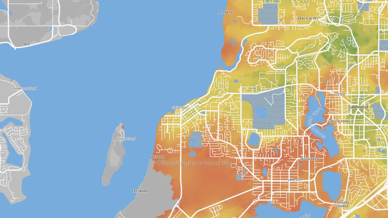 Bike Grade map of 98388, WA