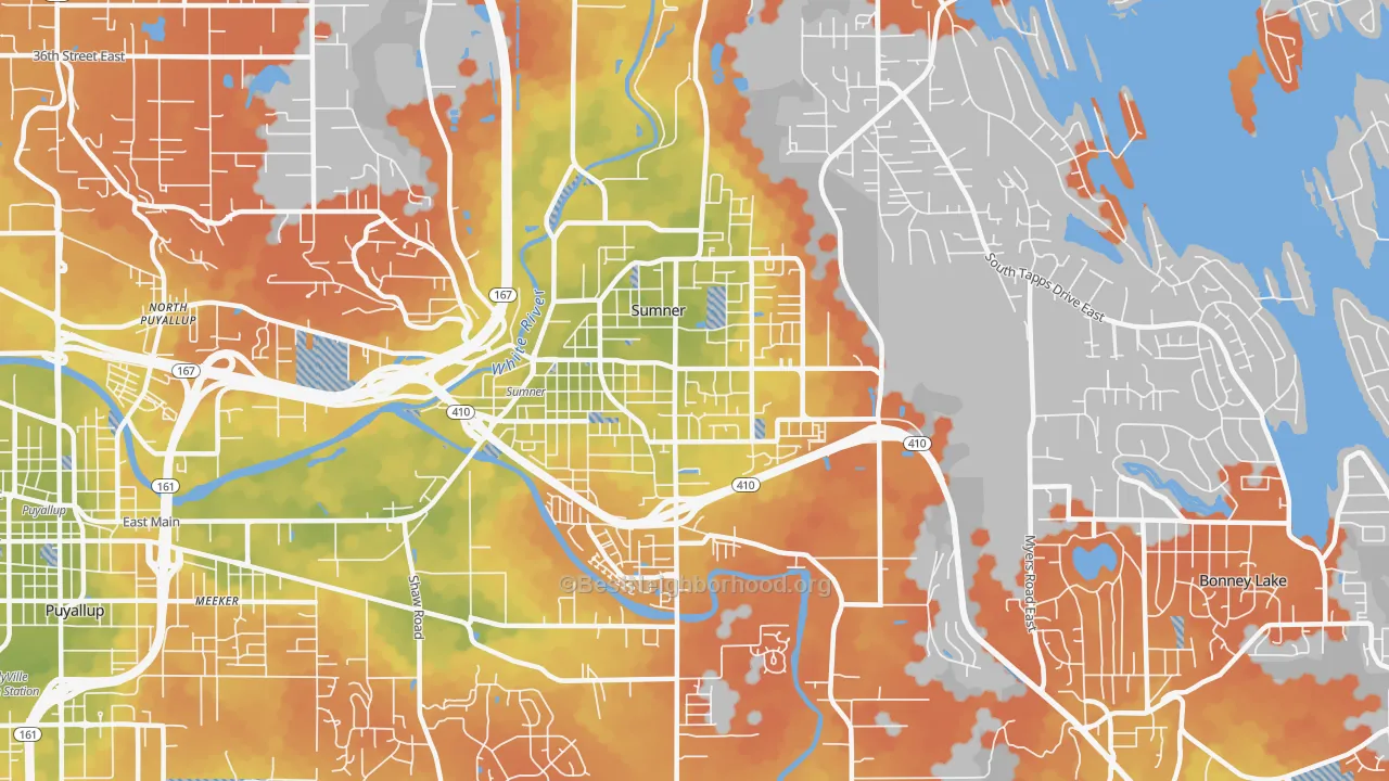 Bike Grade map of 98390, WA