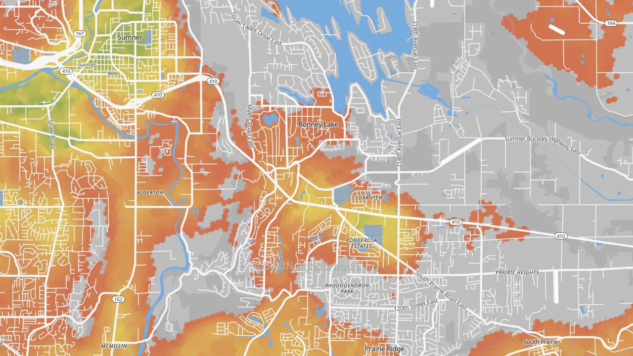 Bike Grade map of 98391, WA