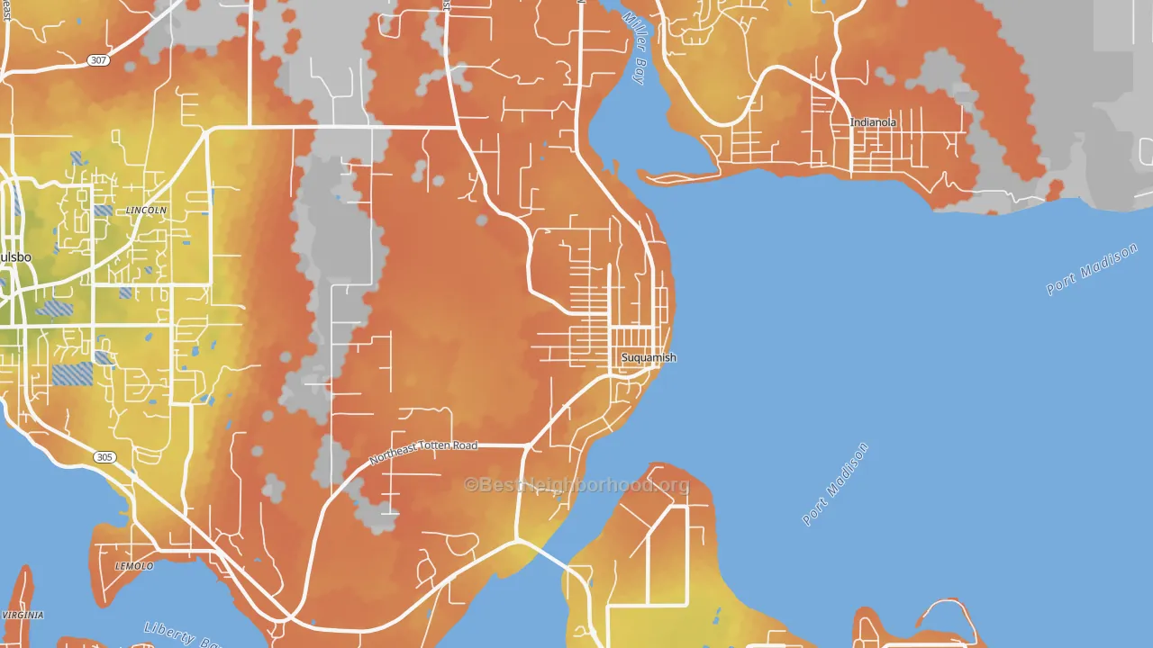 Bike Grade map of 98392, WA