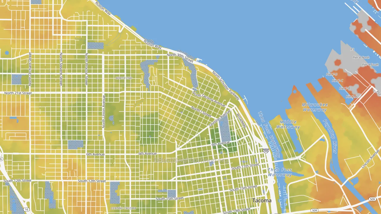Bike Grade map of 98403, WA