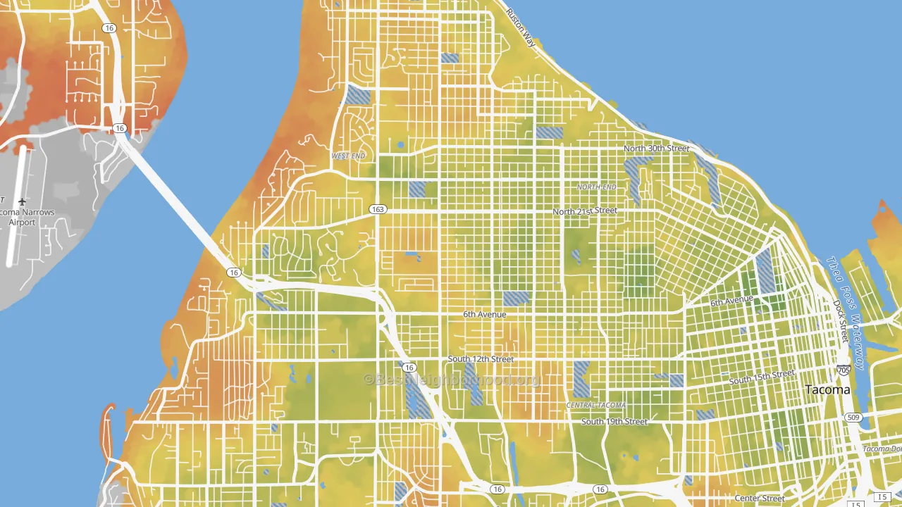 Bike Grade map of 98406, WA