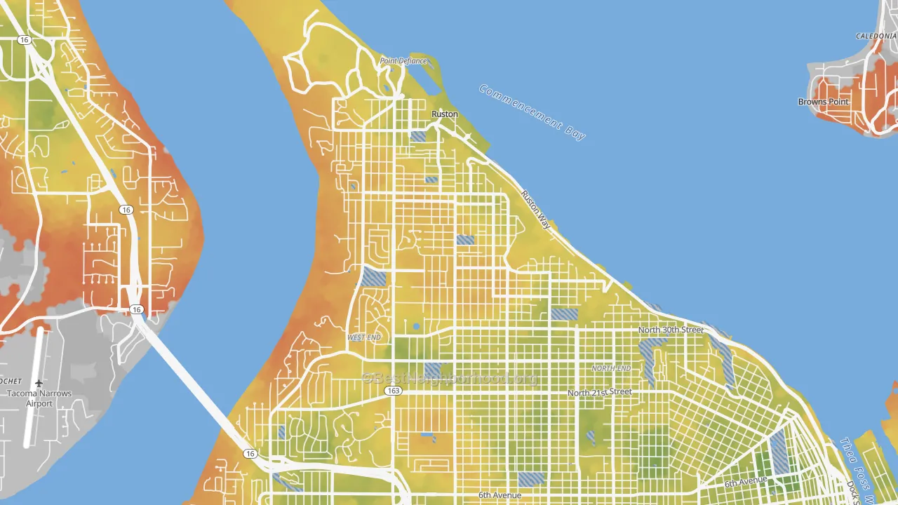 Bike Grade map of 98407, WA