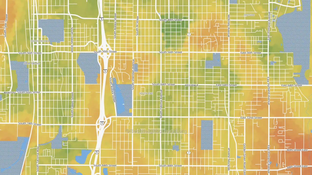 Bike Grade map of 98408, WA