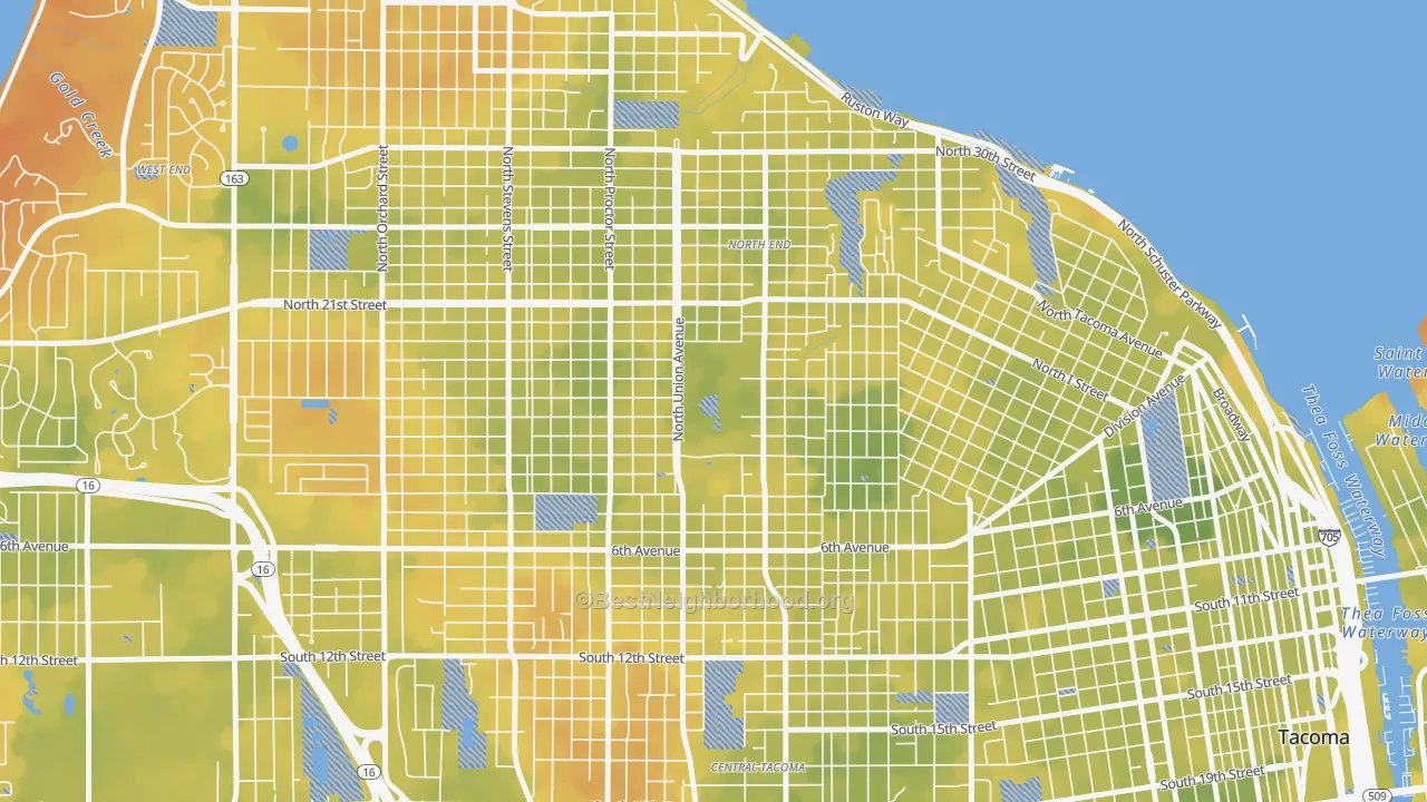 Bike Grade map of 98416, WA