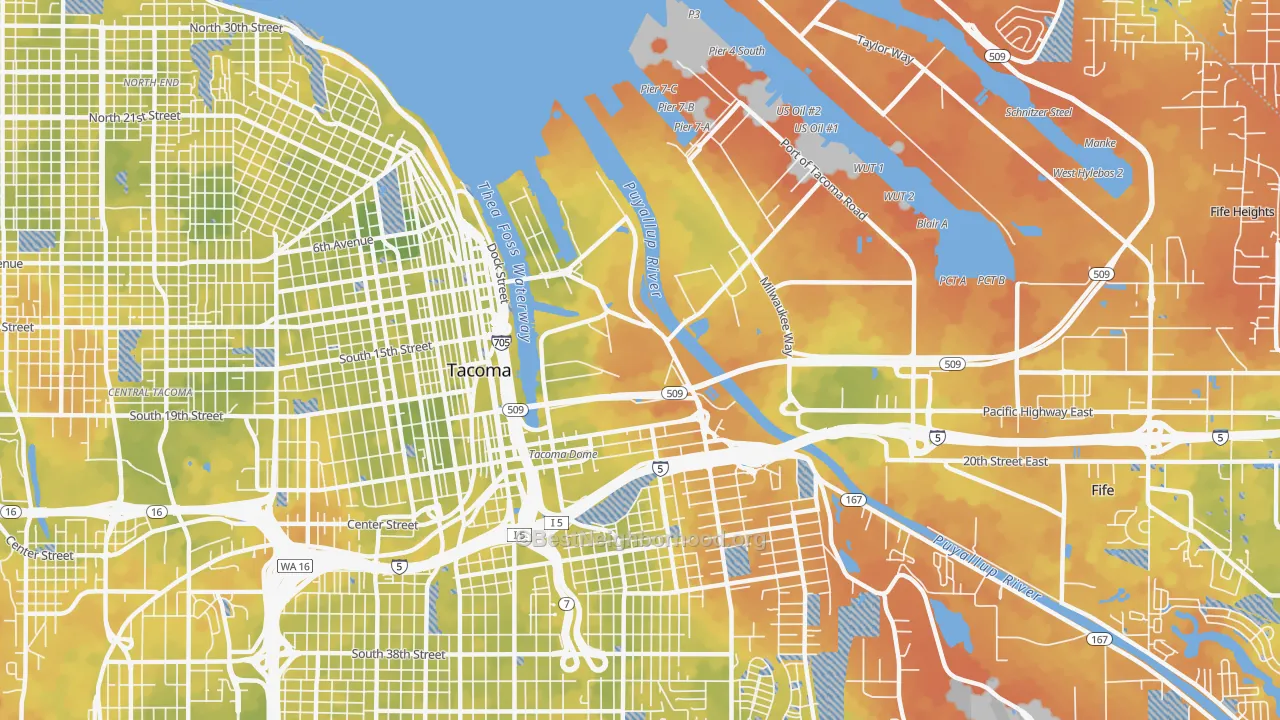 Bike Grade map of 98421, WA
