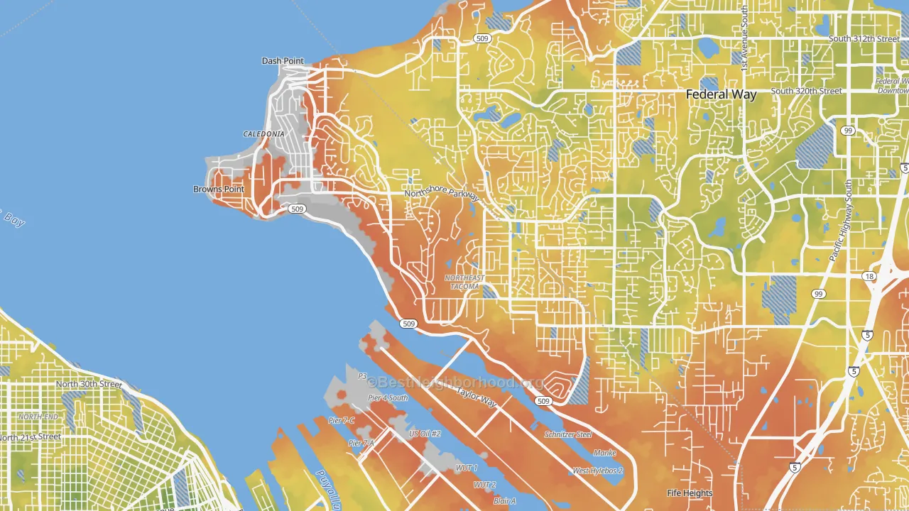 Bike Grade map of 98422, WA