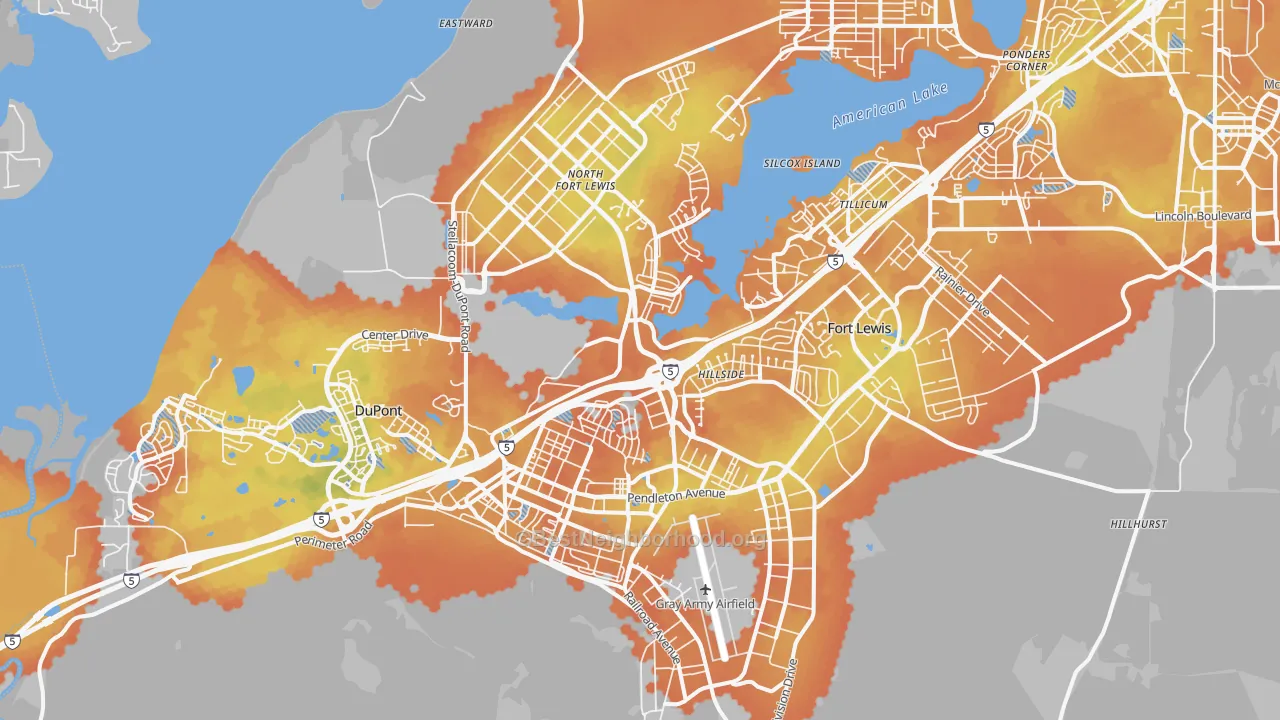 Bike Grade map of 98433, WA