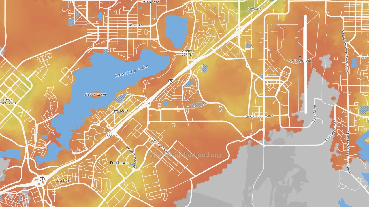 Bike Grade map of 98439, WA