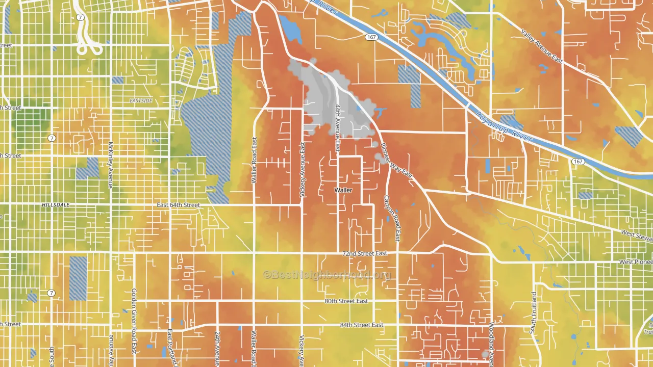Bike Grade map of 98443, WA