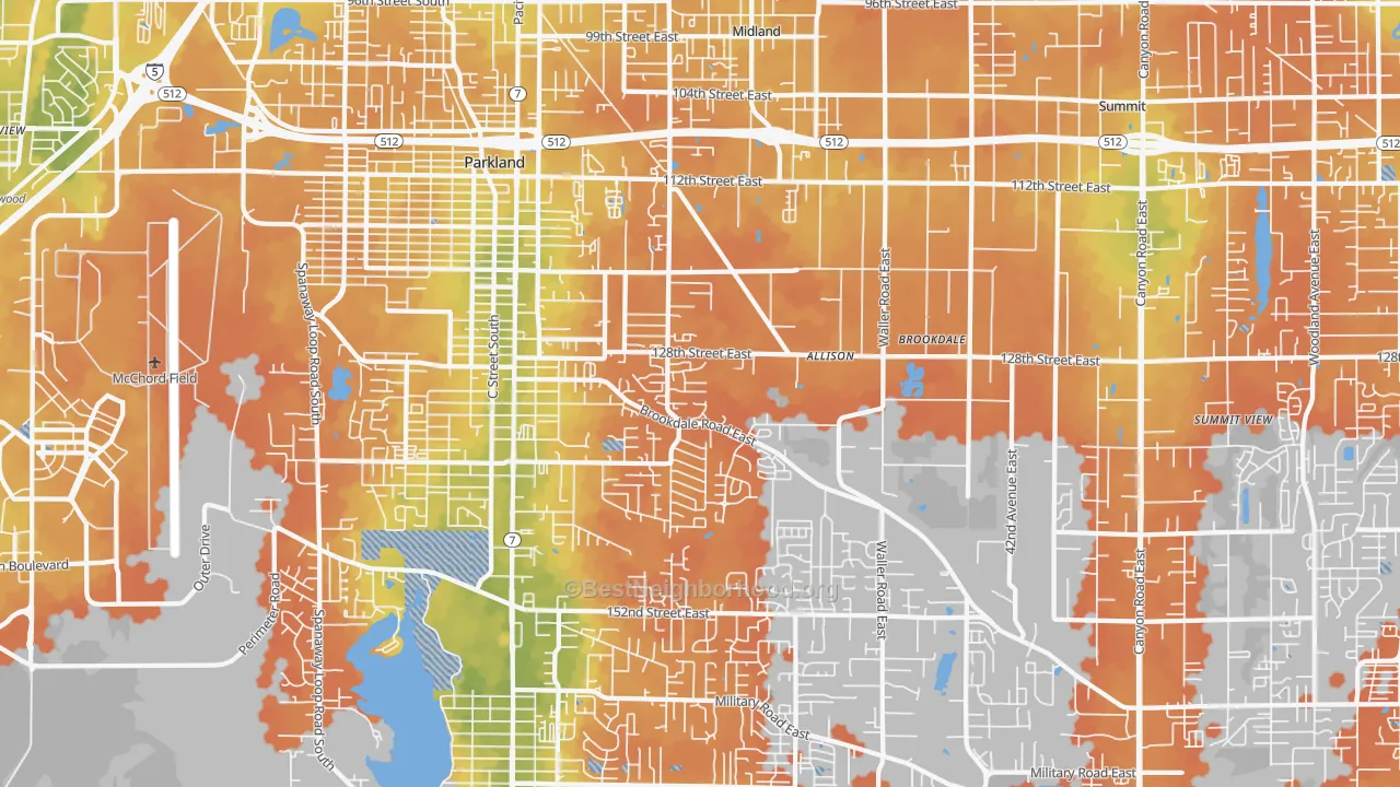 Bike Grade map of 98445, WA