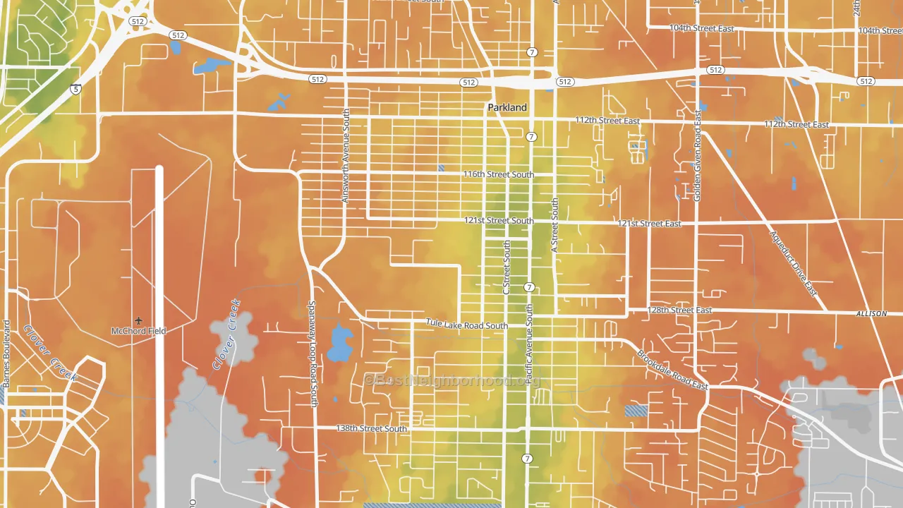 Bike Grade map of 98447, WA