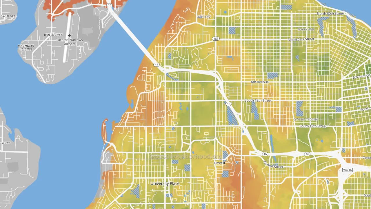 Bike Grade map of 98465, WA