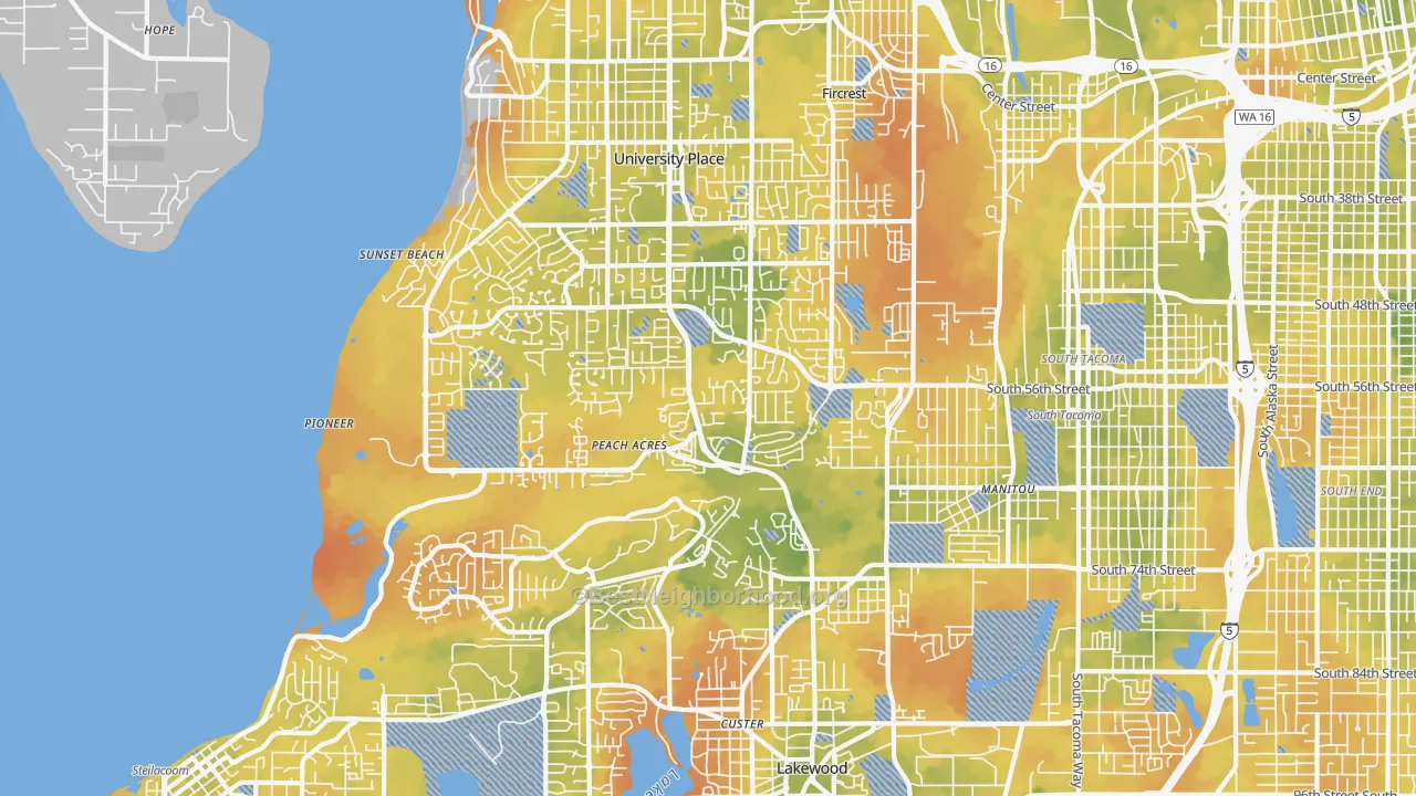 Bike Grade map of 98467, WA