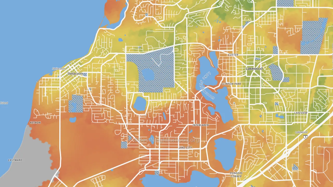 Bike Grade map of 98498, WA