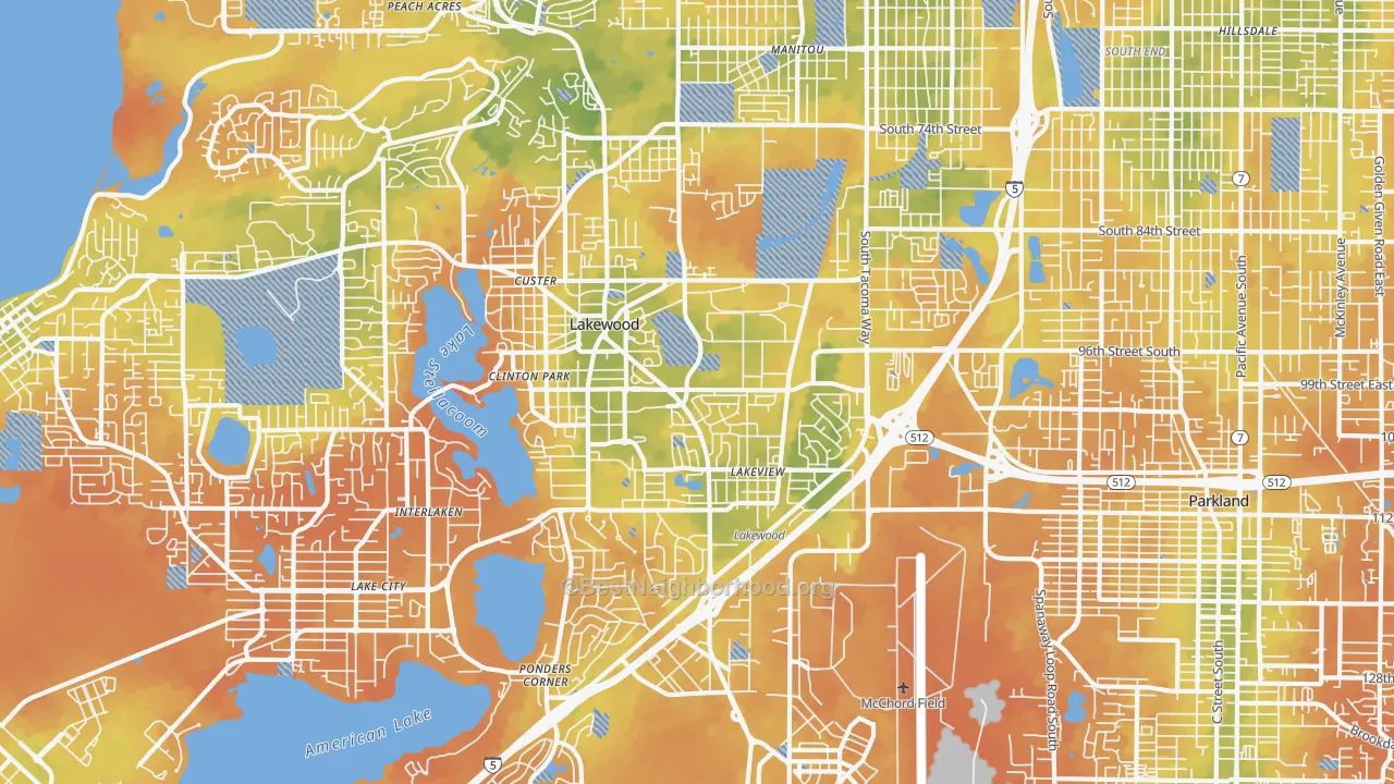 Bike Grade map of 98499, WA