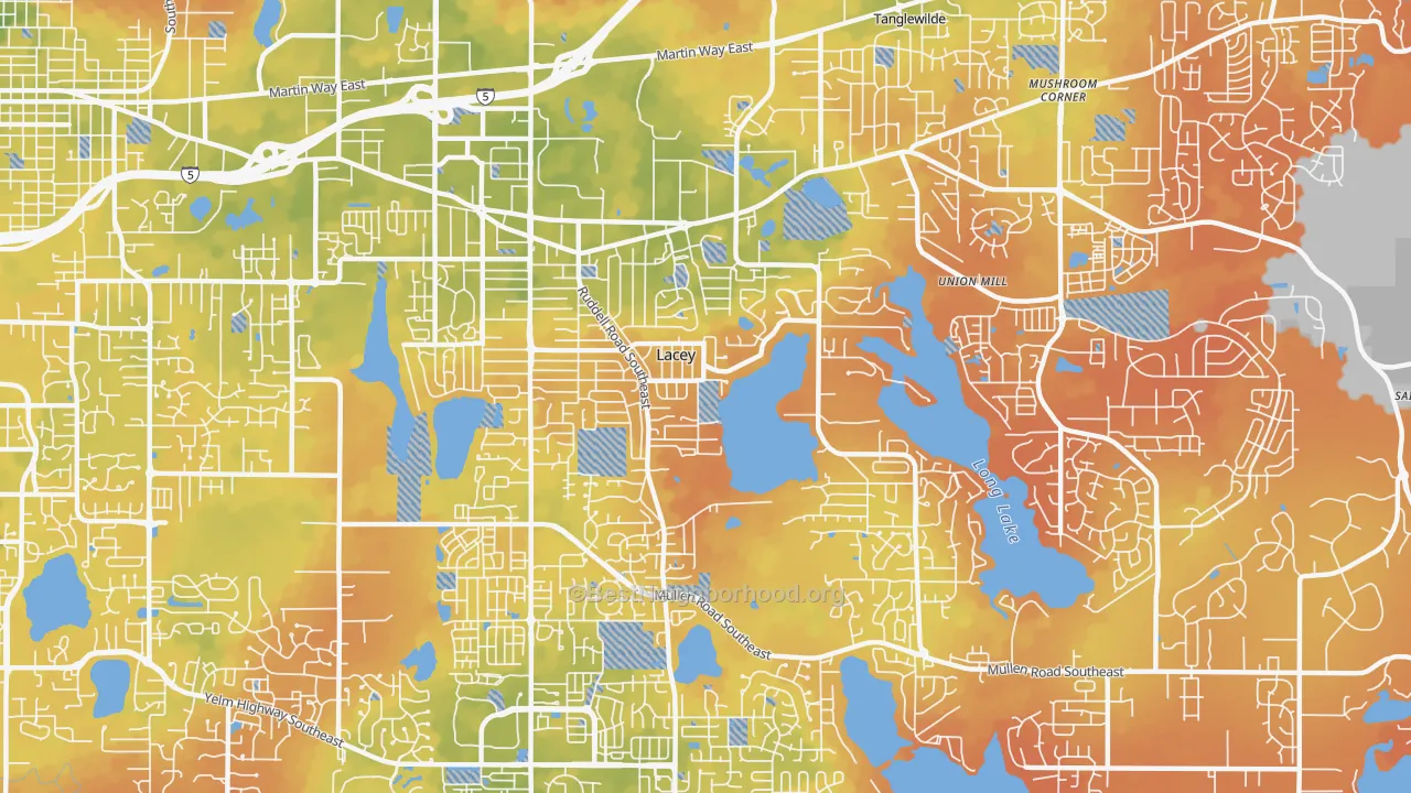 Bike Grade map of 98503, WA