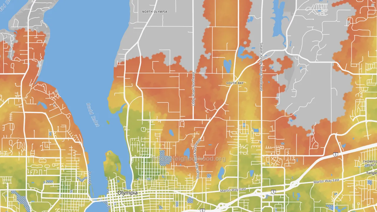 Bike Grade map of 98506, WA