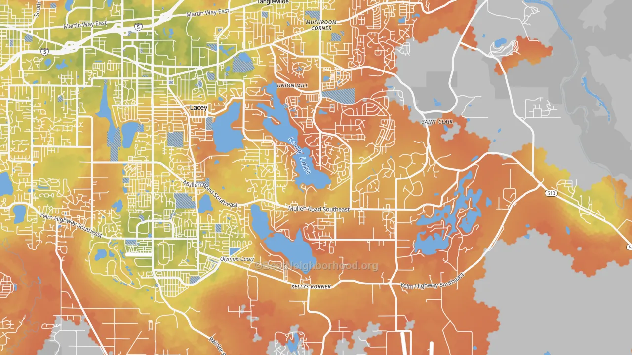 Bike Grade map of 98513, WA