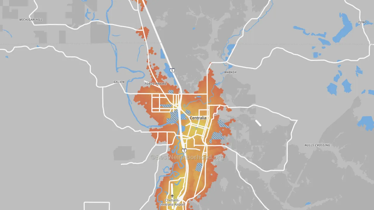 Bike Grade map of 98531, WA