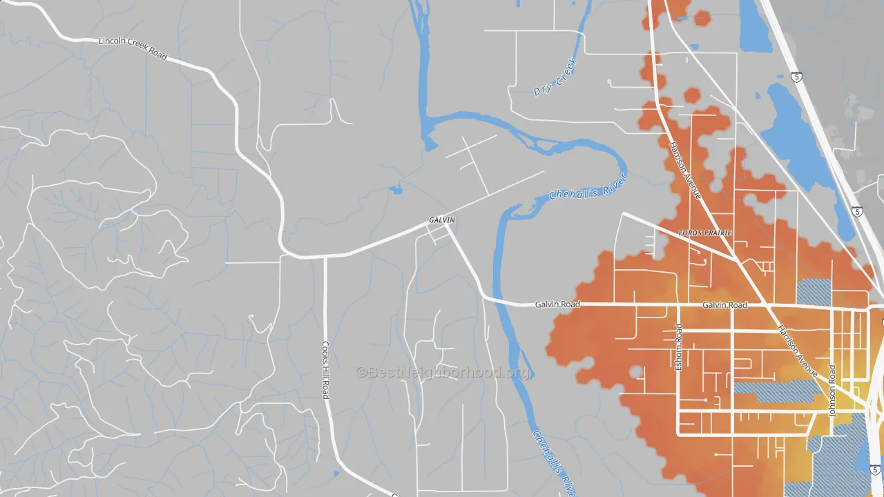 Bike Grade map of 98544, WA