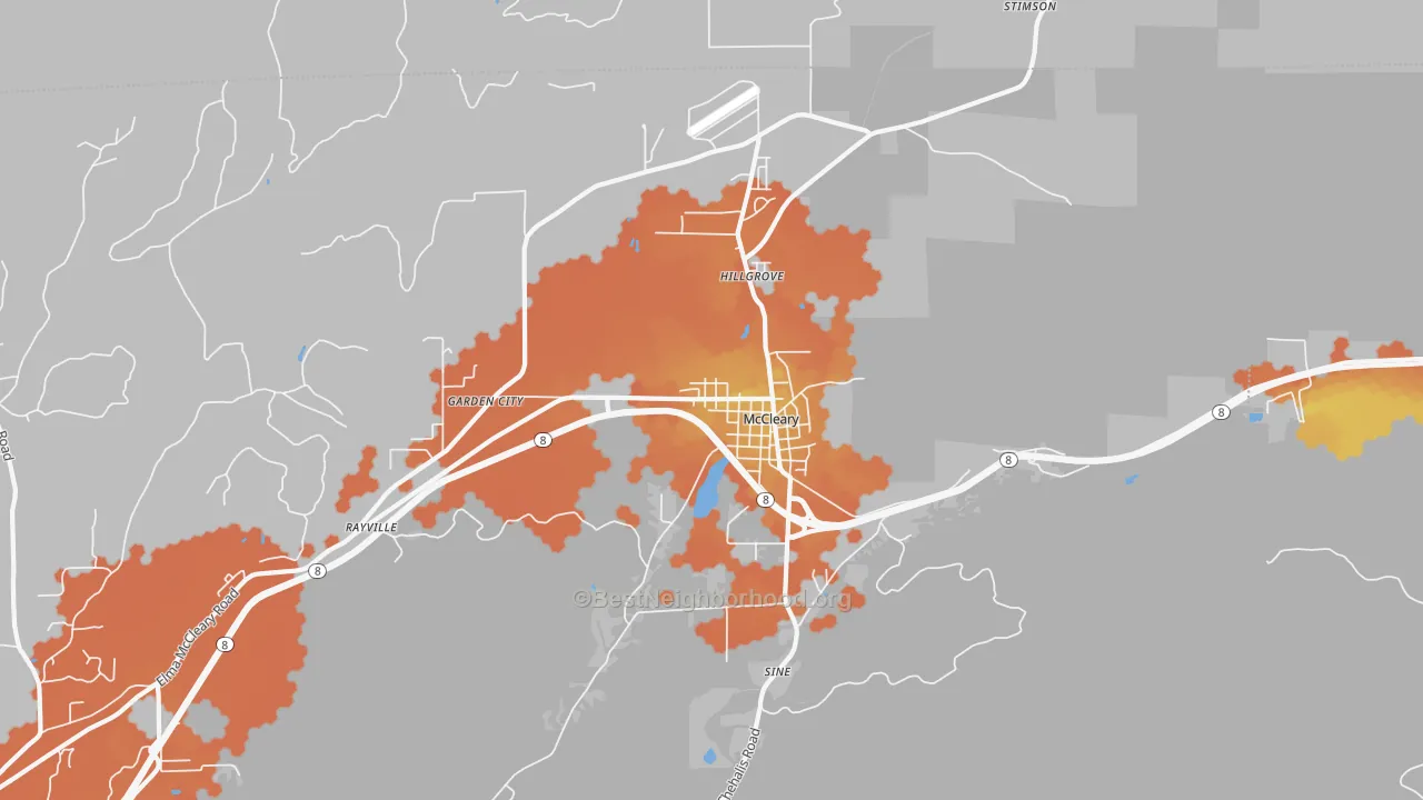 Bike Grade map of 98557, WA