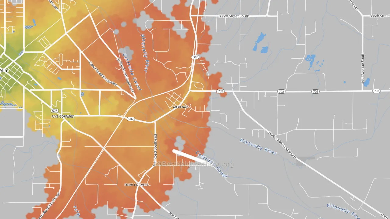 Bike Grade map of 98558, WA