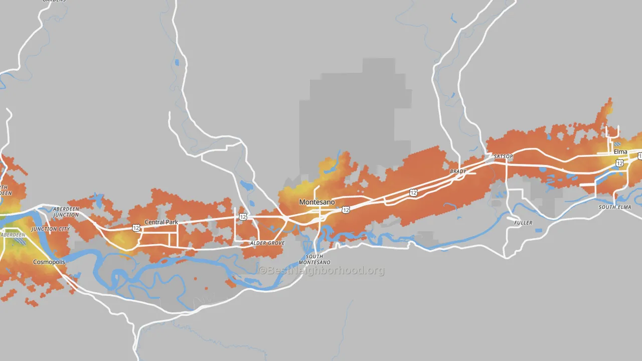 Bike Grade map of 98563, WA