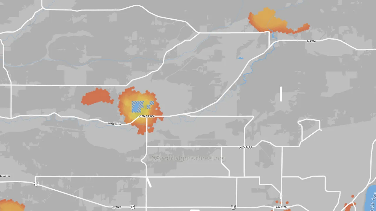 Bike Grade map of 98570, WA