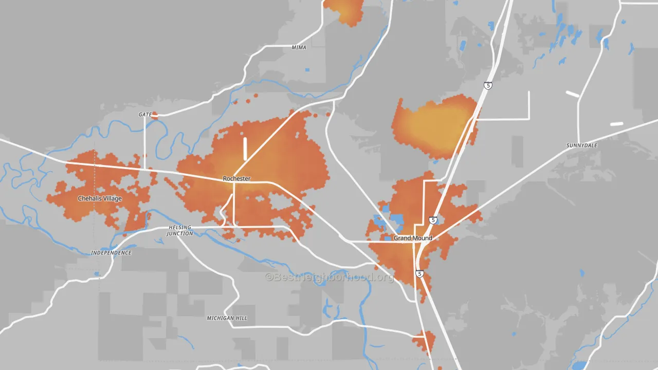 Bike Grade map of 98579, WA