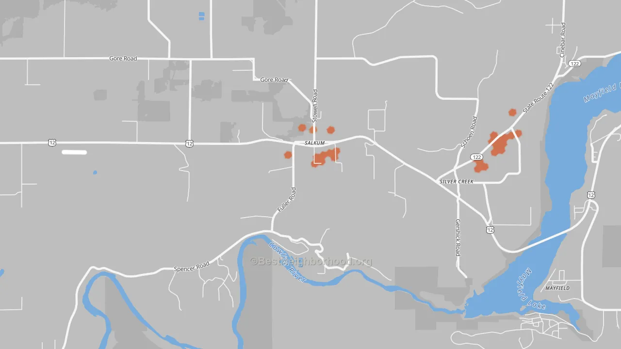 Bike Grade map of 98582, WA